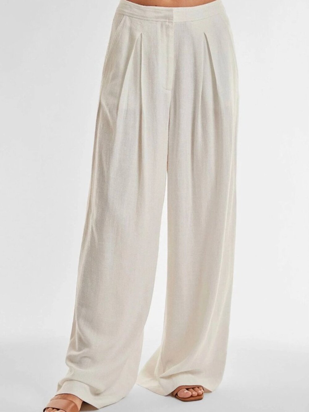 NWT THE NOLI SHOP Seychelles Relaxed Linen Pant White Size M